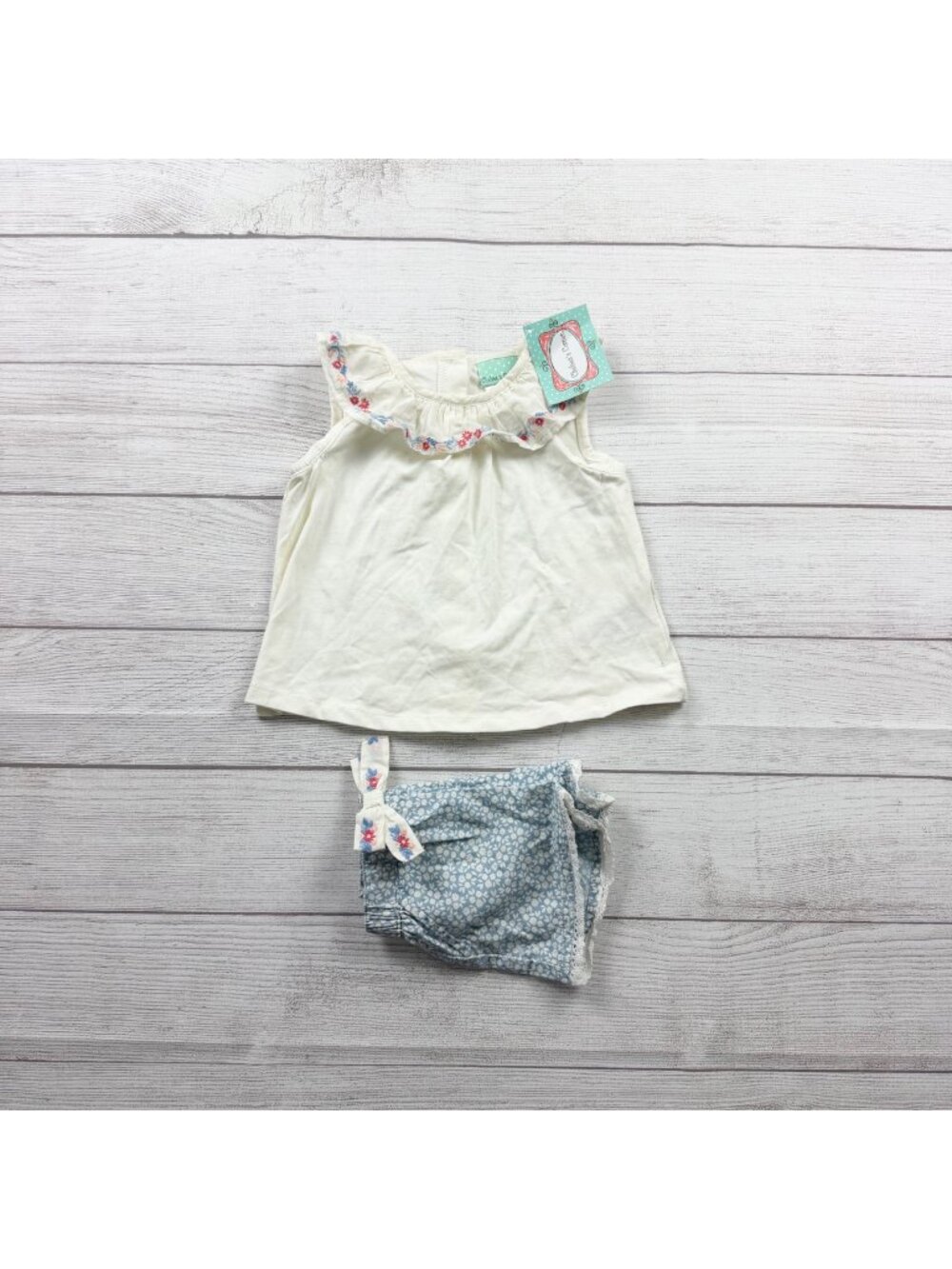 Chelsea’s Corner 2 Piece Outfit Embroidered Top Floral Shorts NWT 9-12 Months